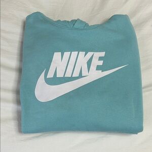 Nike Blue-Green Logo Hoodie with White Swoosh